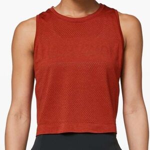 Lululemon Breeze By Muscle Crop Tank W1BCHS lululemon color Cayenne Size 4